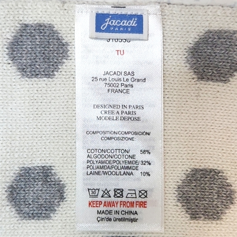 Jacadi Grey/White Polkadot Hat (6M), Scarf (TU), & Mitten (T1) Set ~ EUC - Picture 6 of 8